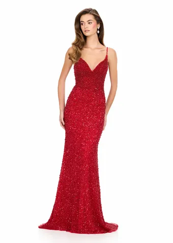 Ashley Lauren 12244   Sparkling Beaded Fitted Gown V-Neck Low Back Floor-Length #0 default frontface vertical thumbnail