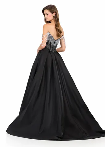 Ashley Lauren 12248   Fairytale Ball Gown with Draped Pearls and Beadwork #7 backface vertical thumbnail