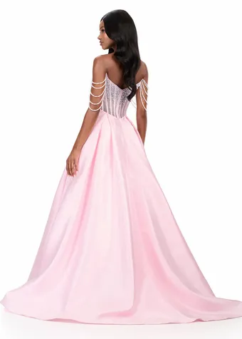 Ashley Lauren 12248   Fairytale Ball Gown with Draped Pearls and Beadwork #8 backface vertical thumbnail