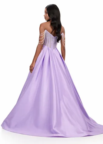 Ashley Lauren 12248   Fairytale Ball Gown with Draped Pearls and Beadwork #9 backface vertical thumbnail