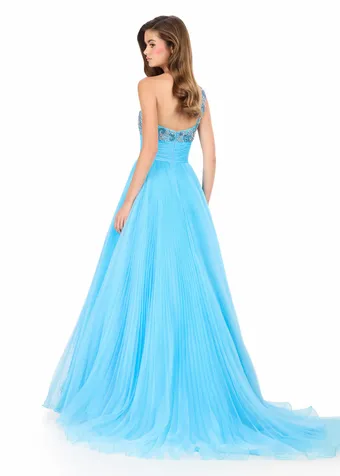 Ashley Lauren 12275   Pleated Organza Ballgown - One Shoulder Beaded Dress #5 backface vertical thumbnail