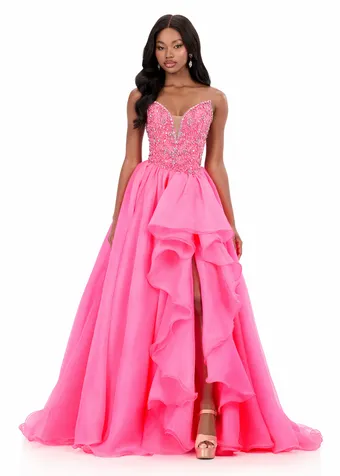 Ashley Lauren 12281   Whimsical Embellished Ballgown with Ruffle Skirt #1 frontface vertical thumbnail