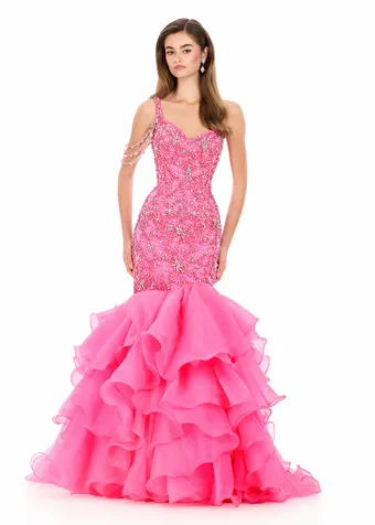 Ashley Lauren 12282   Extravagant Embellished Mermaid Gown with Ruffled Skirt #2 frontface vertical thumbnail