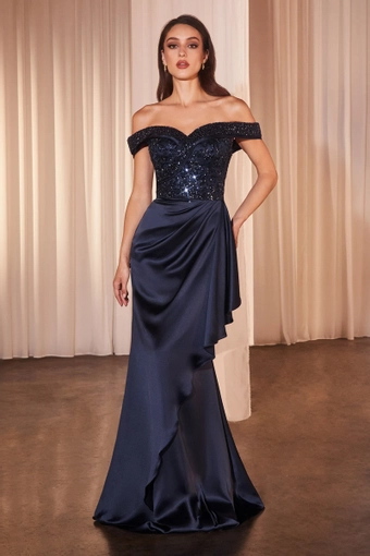 Ladivine by Cinderella Divine CR877   Elegant Sheath Gown with Beaded Bodice and Satin Skirt #0 default frontface vertical thumbnail