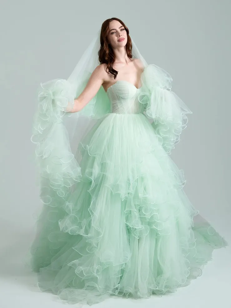 open lace back dress Haley Bow Gown  Kay Unger