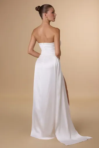 Amoris T215W  Modern Strapless Column Wedding Dress with Slit #3 default backface vertical thumbnail