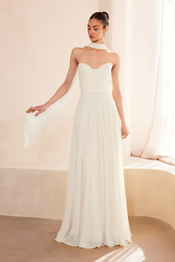 Amoris T703W  Romantic Chiffon A-line Wedding Dress #5 frontface vertical thumbnail