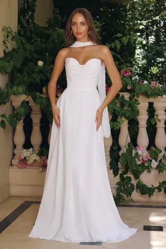 Amoris T703W  Romantic Chiffon A-line Wedding Dress #1 frontface vertical thumbnail
