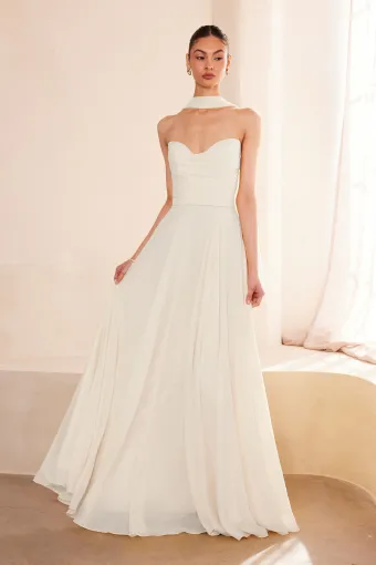Amoris T703W  Romantic Chiffon A-line Wedding Dress #3 frontface vertical thumbnail