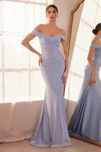 Amoris T402   Off-Shoulder Trumpet Gown for Special Occasions #21 Light Blue frontface vertical thumbnail
