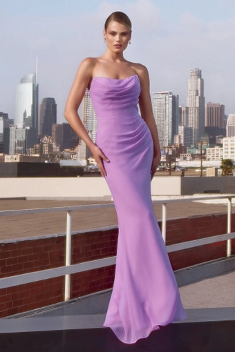 Amoris T702   Strapless Mermaid Formal Gown with Draped Bodice #17 Lavender frontface vertical thumbnail