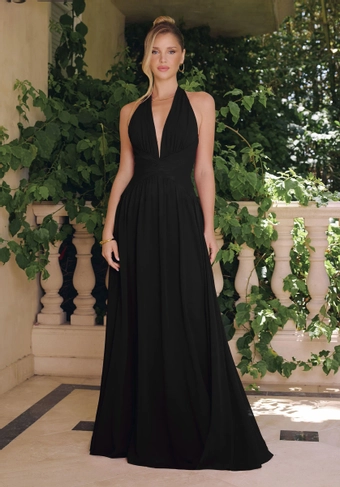 Amoris T715   Elegant Halter A-Line Gown with Plunging Neckline #5 Black frontface vertical thumbnail