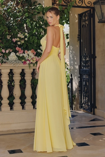 Amoris T715   Elegant Halter A-Line Gown with Plunging Neckline #14 Light Yellow backface vertical thumbnail
