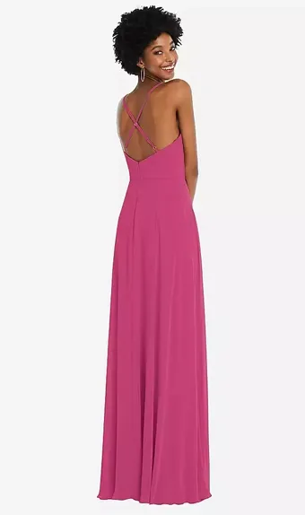 After Six 1557   Stunning V-neck A-line with Slit, Open back, Spaghetti strap #2 backface vertical thumbnail
