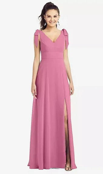 Thread TH018   Breathtaking V-neck A-line with Front slit, Tie-shoulder str #0 default frontface vertical thumbnail