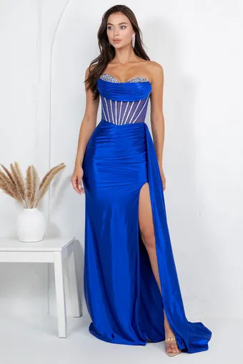 Cinderella Couture 8454J Rhinestone Satin Drape #9 frontface vertical thumbnail