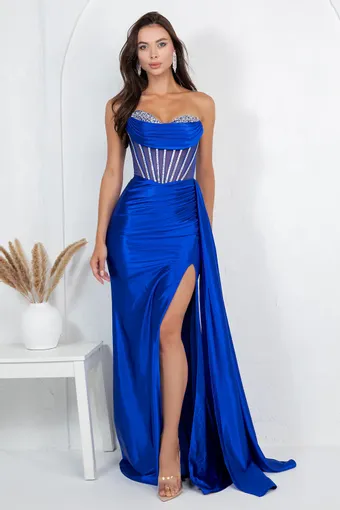 Cinderella Couture 8454J Rhinestone Satin Drape #3 frontface vertical thumbnail