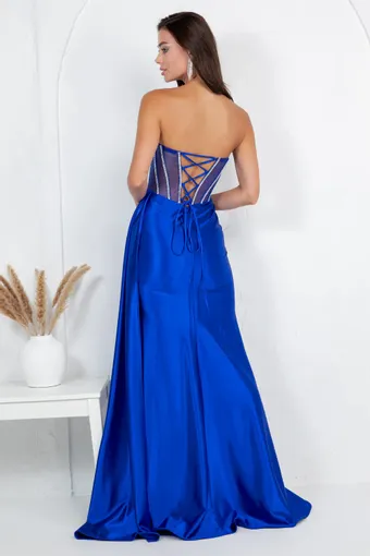 Cinderella Couture 8454J Rhinestone Satin Drape #13 backface vertical thumbnail