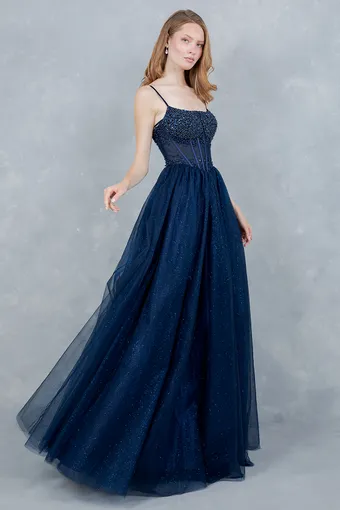 Cinderella Couture 8459J Rhinestone Tull A Line #5 frontface vertical thumbnail