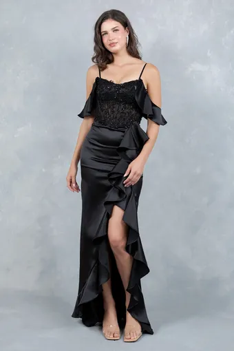 Cinderella Couture 8461J Embo Lace Ruffle Satin #4 frontface vertical thumbnail