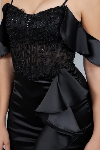 Cinderella Couture 8461J Embo Lace Ruffle Satin #21 frontface vertical cropped thumbnail