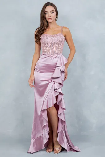 Cinderella Couture 8461J Embo Lace Ruffle Satin #3 frontface vertical thumbnail