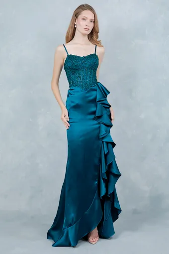 Cinderella Couture 8461J Embo Lace Ruffle Satin #6 frontface vertical thumbnail