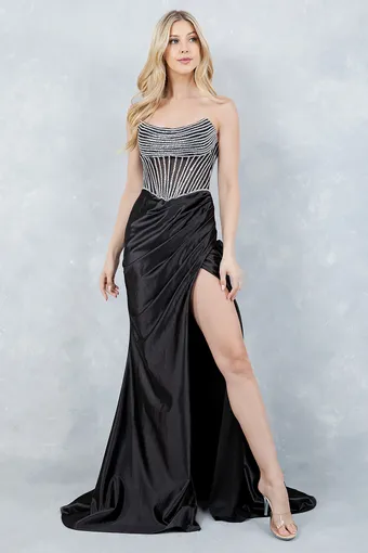 Cinderella Couture 8473J Rhinestone Satin #5 frontface vertical thumbnail