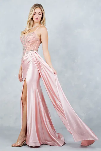 Cinderella Couture 8483J Rhinestone Satin Drape #6 frontface vertical thumbnail