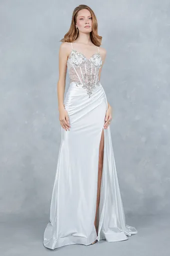 Cinderella Couture 8483J Rhinestone Satin Drape #3 frontface vertical thumbnail