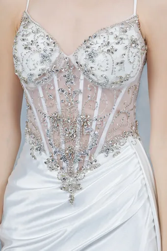 Cinderella Couture 8483J Rhinestone Satin Drape #16 frontface vertical cropped thumbnail