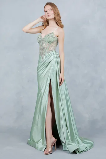 Cinderella Couture 8483J Rhinestone Satin Drape #1 frontface vertical thumbnail