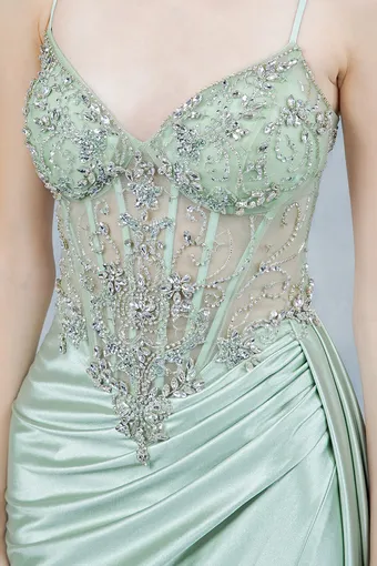 Cinderella Couture 8483J Rhinestone Satin Drape #17 frontface vertical cropped thumbnail