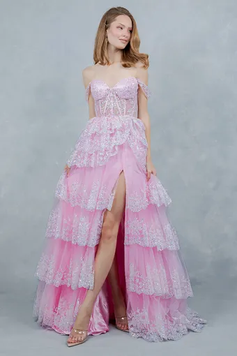 Cinderella Couture 8499J Ab Sequen Ruffle A Line #1 frontface vertical thumbnail