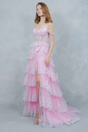 Cinderella Couture 8499J Ab Sequen Ruffle A Line #3 frontface vertical thumbnail