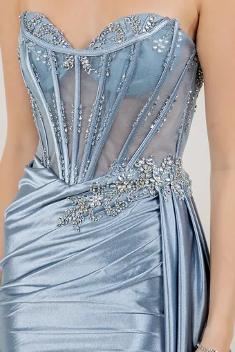 Cinderella Couture 8511J Rhinestone Shiny Satin Drape #10 frontface vertical cropped thumbnail