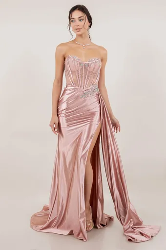 Cinderella Couture 8511J Rhinestone Shiny Satin Drape #1 frontface vertical thumbnail