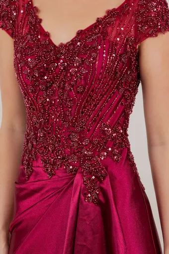 Cinderella Couture 8513M Embo Lace Satin Drape #7 frontface vertical cropped thumbnail