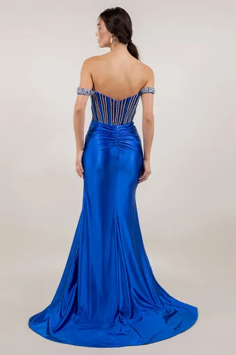 Cinderella Couture 8514J Rhinestone Off Shoulder Sleeve Satin #5 backface vertical thumbnail