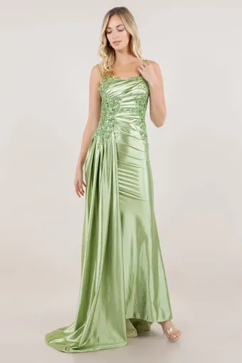 Cinderella Couture 8523J Embo Lace Satin Drape #4 frontface vertical thumbnail