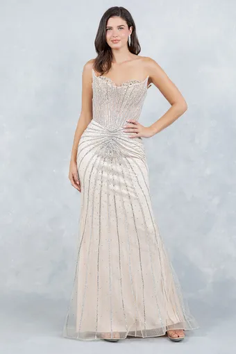 Cinderella Couture 8576J Glam Rhinestone Tulle Gown #4 frontface vertical thumbnail