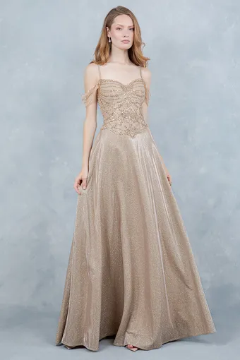 Cinderella Couture 8581J Shimmer Satin Beaded A Line #7 frontface vertical thumbnail