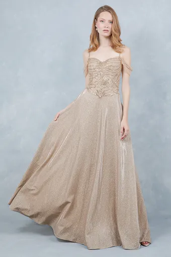 Cinderella Couture 8581J Shimmer Satin Beaded A Line #2 frontface vertical thumbnail