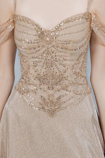 Cinderella Couture 8581J Shimmer Satin Beaded A Line #10 frontface vertical cropped thumbnail