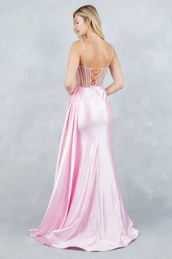 Cinderella Couture 8593J 3D Floral Stone Strap Drape Satin #4 default backface vertical thumbnail