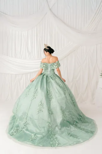 Cinderella Couture 8045J 3D Applique Lace On Tulle #1 backface vertical thumbnail