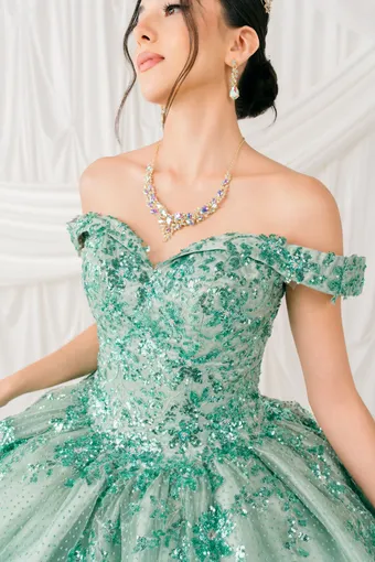 Cinderella Couture 8060J Beaded Embo Lace On Tulle #4 frontface vertical cropped thumbnail