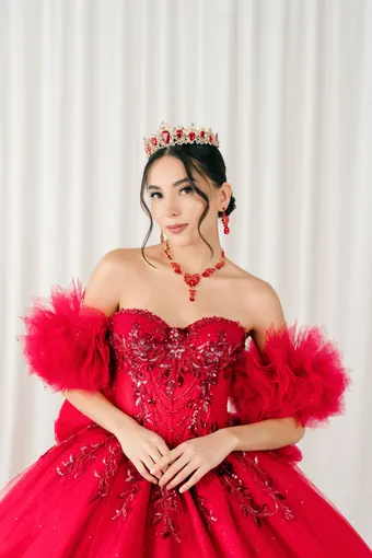 Cinderella Couture 8380JQ 3D Embo Beads Lace On Tulle #12 frontface vertical cropped thumbnail