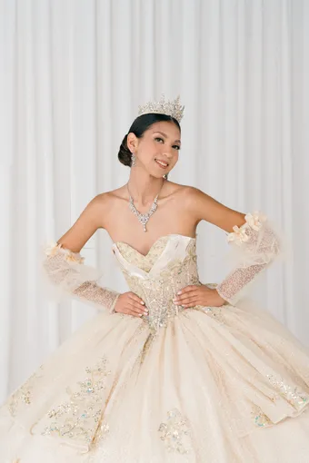 Cinderella Couture 8385JQ 3D Applique Lace Embo Beades On Tulle #11 frontface vertical cropped thumbnail