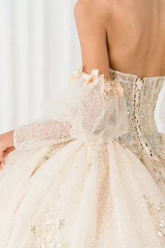 Cinderella Couture 8385JQ 3D Applique Lace Embo Beades On Tulle #14 backface vertical cropped thumbnail